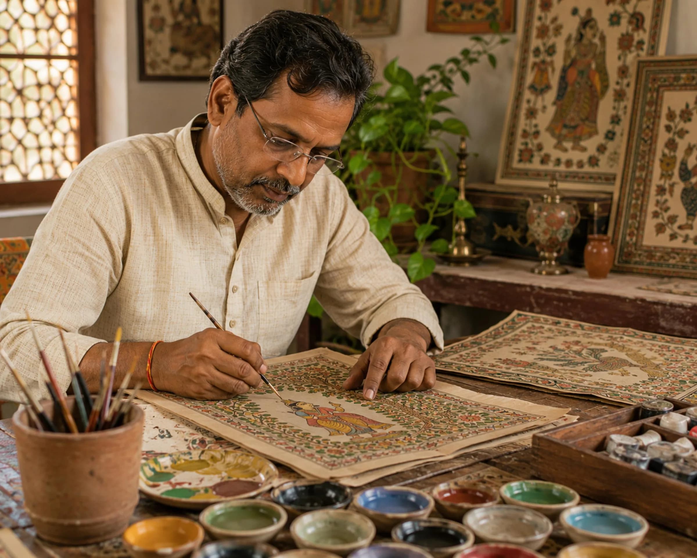 Portrait of Raghav Sharma, Traditional Folk & Miniature Painting Artist
