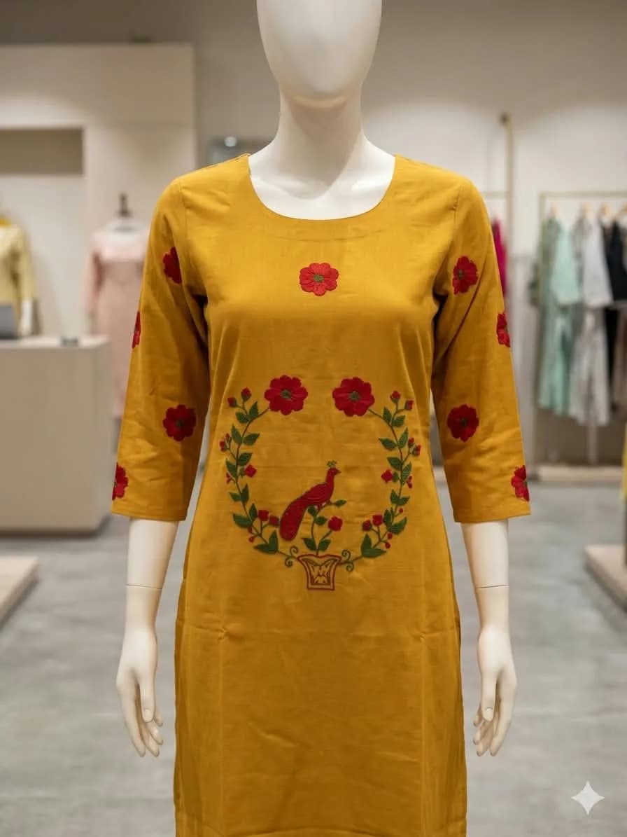 yellowstraightkurti
